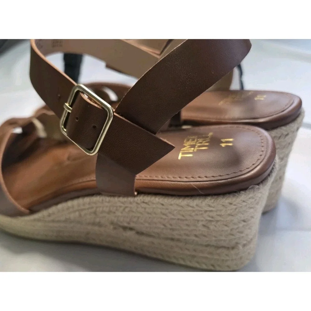 Time and Tru Women's Brown Espadrille‎ Wedge Sandals - Size 11 NWT